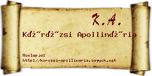 Körözsi Apollinária névjegykártya